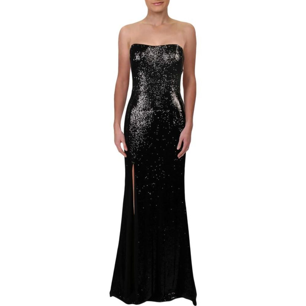Dress The Population Womens Ellen Black Sequined Evening Dress Gown NWT